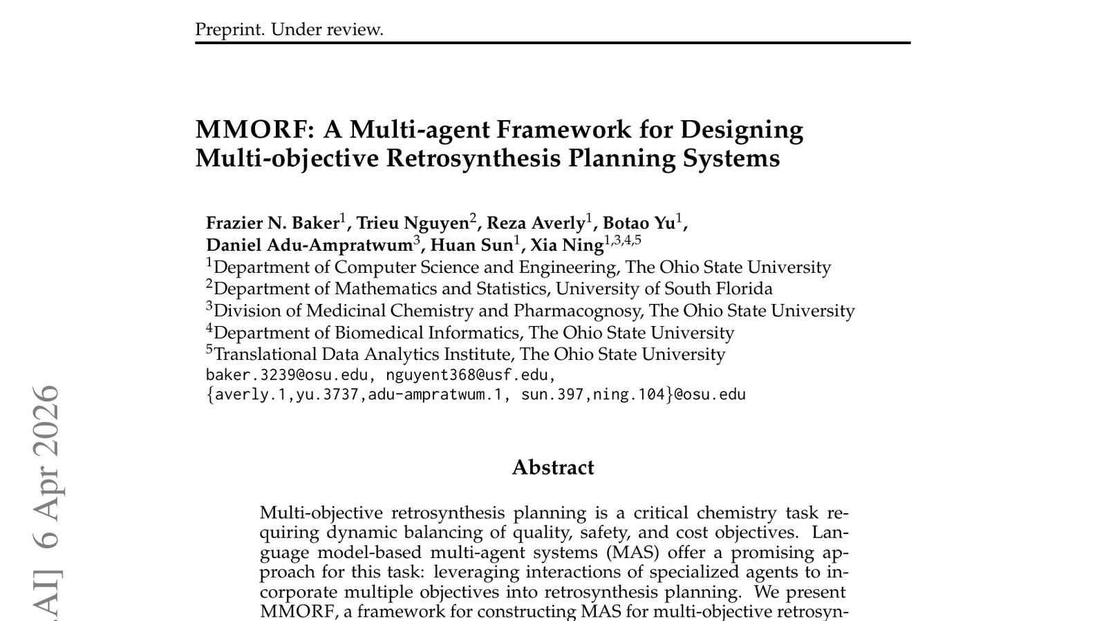 MMORF: 다중 목표 역합성 계획 시스템 설계를 위한 다중 에이전트 프레임워크
