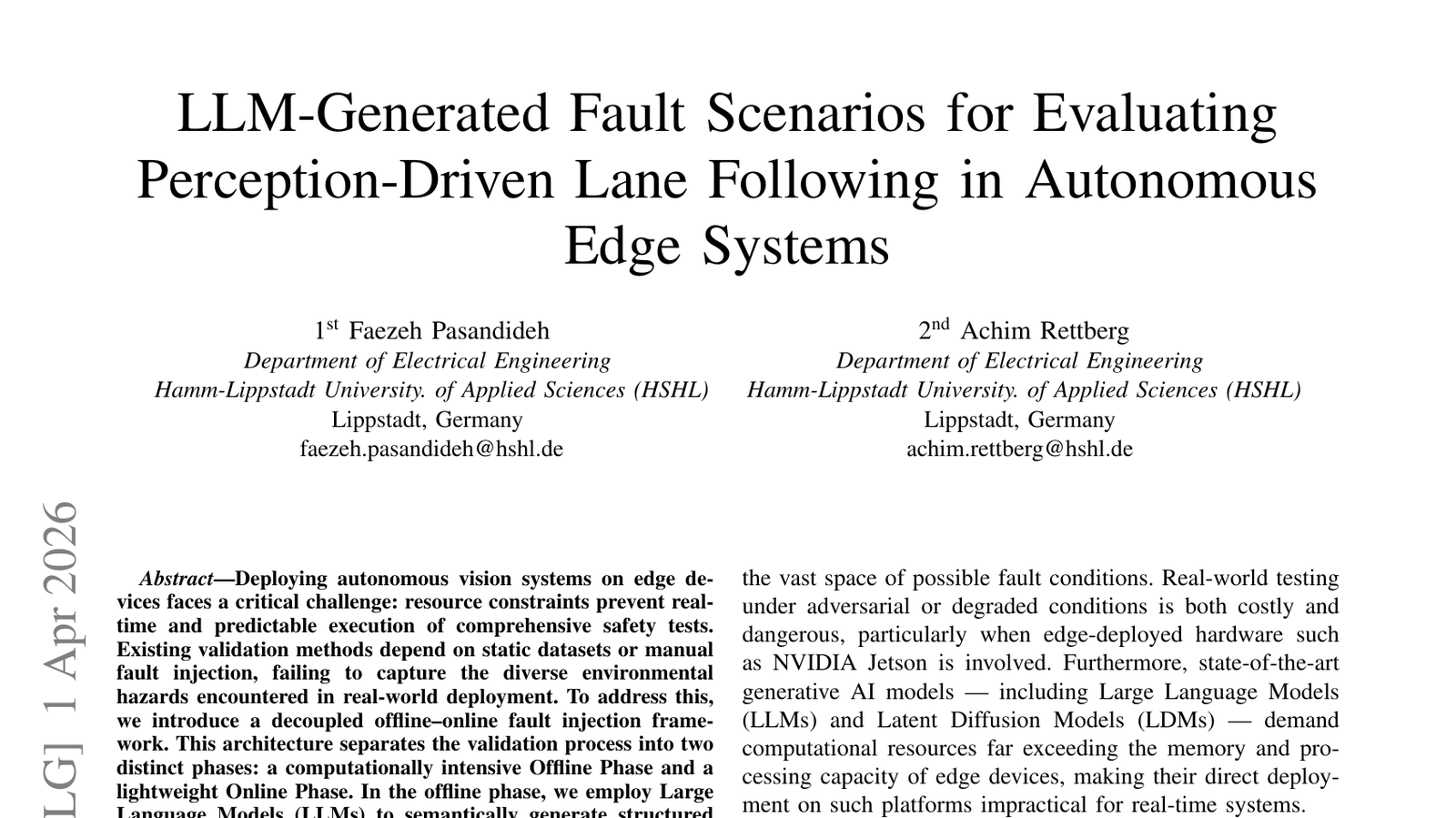 LLM으로 자율 엣지 시스템의 차선 유지 '결함 시나리오' 생성