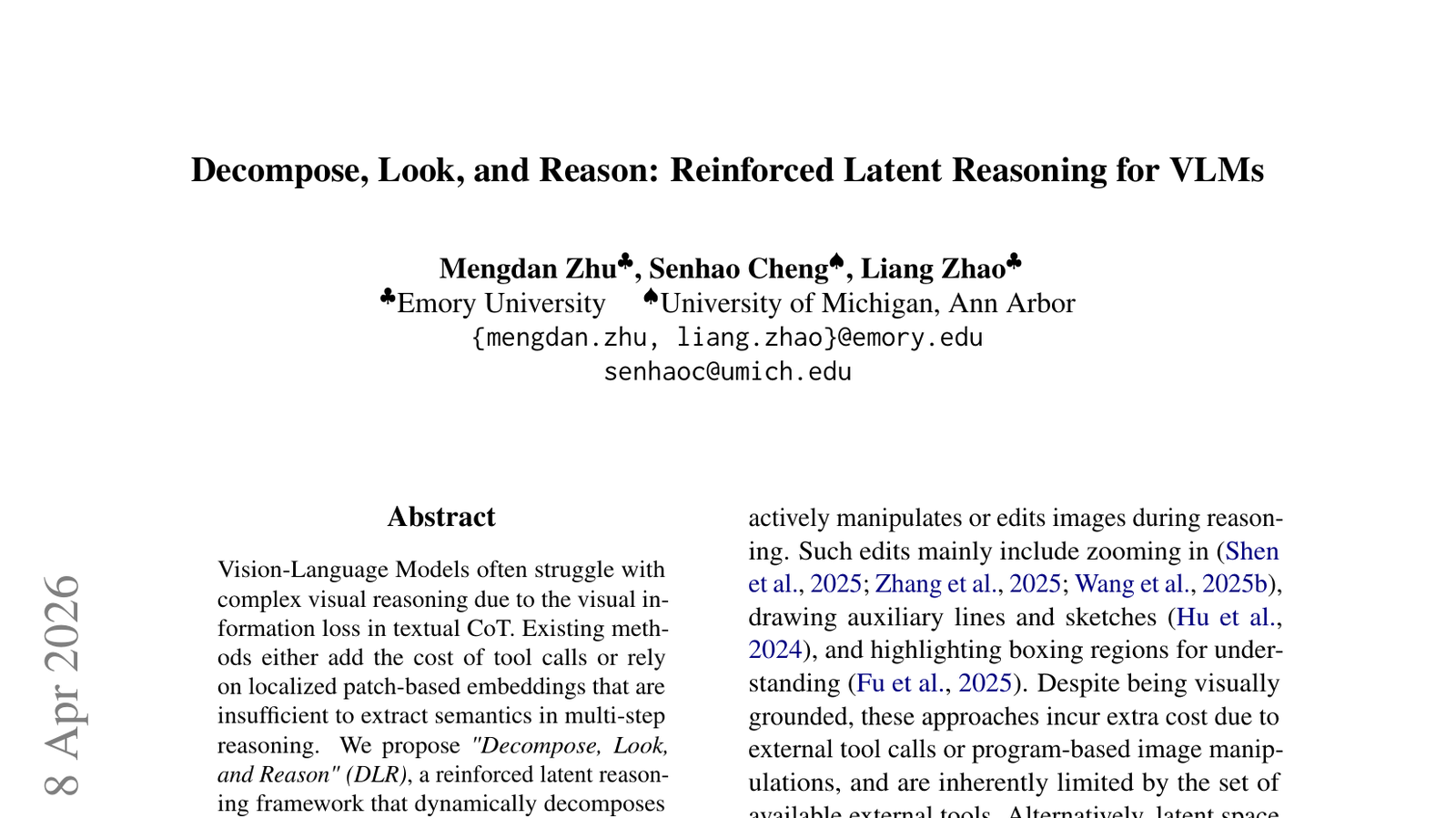 분해, 관찰, 추론 — VLM을 위한 강화된 잠재 추론
