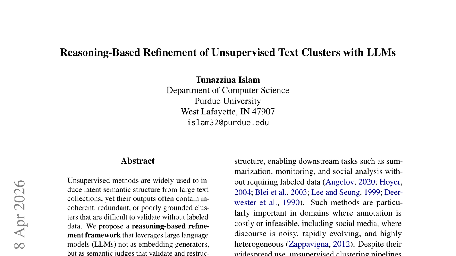 LLM을 이용한 비지도 텍스트 클러스터의 추론 기반 정제