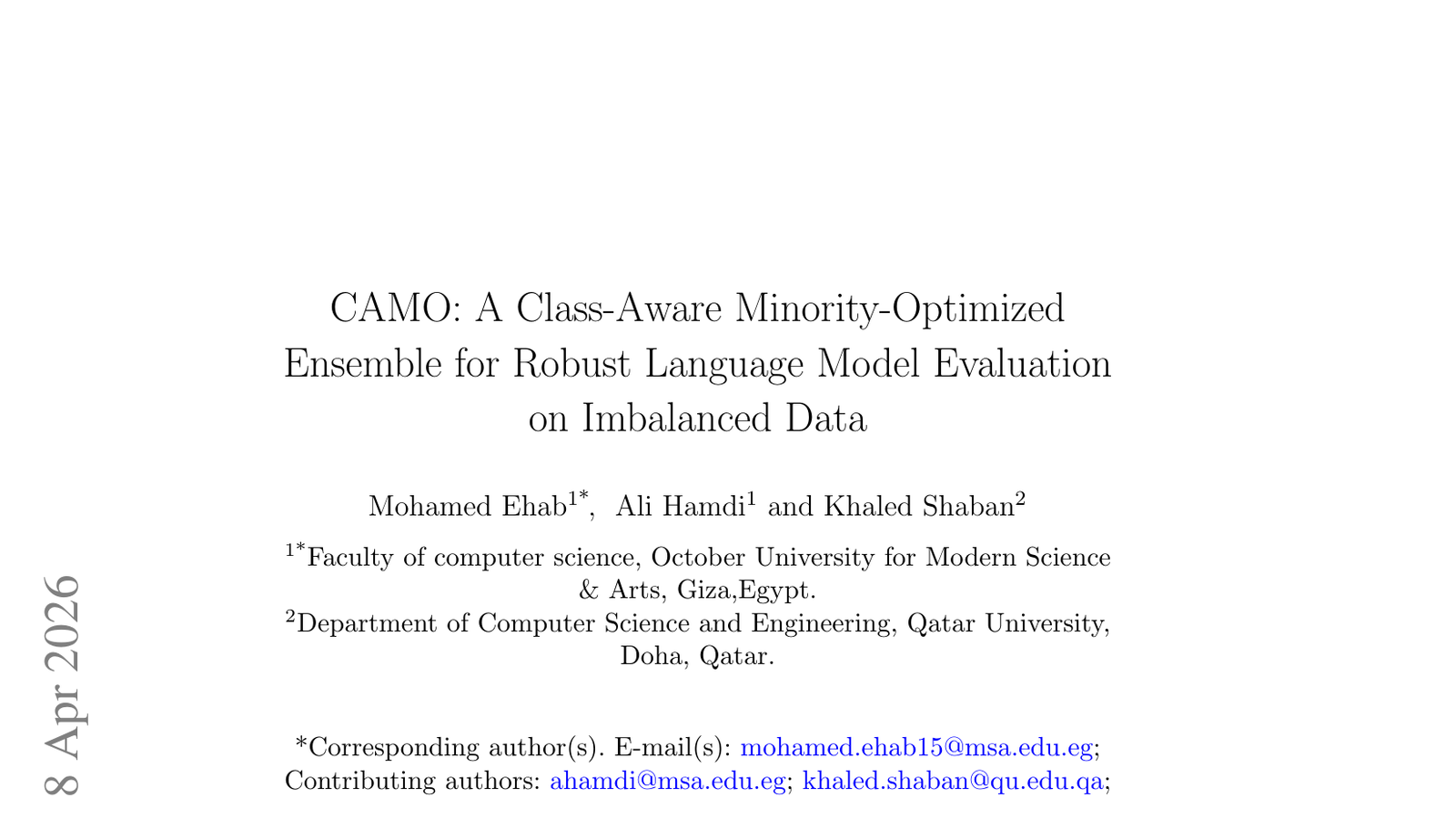 CAMO: 불균형 데이터셋에서 로버스트한 LM 평가를 위한 클래스 인식 소수 클래스 최적화 앙상블