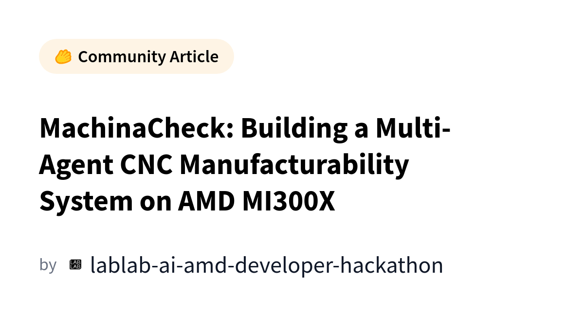 AMD MI300X 칩 이미지와 CNC 머신이 정밀하게 작동하는 모습 — AI 기반 제조 혁신을 위한 하드웨어와 소프트웨어의 결합을 상징합니다.